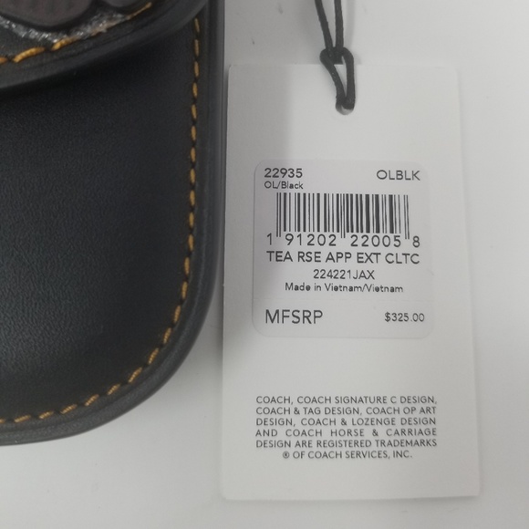 Coach Tea Rose Leather Clutch/Wristlet - Picture 7 of 8